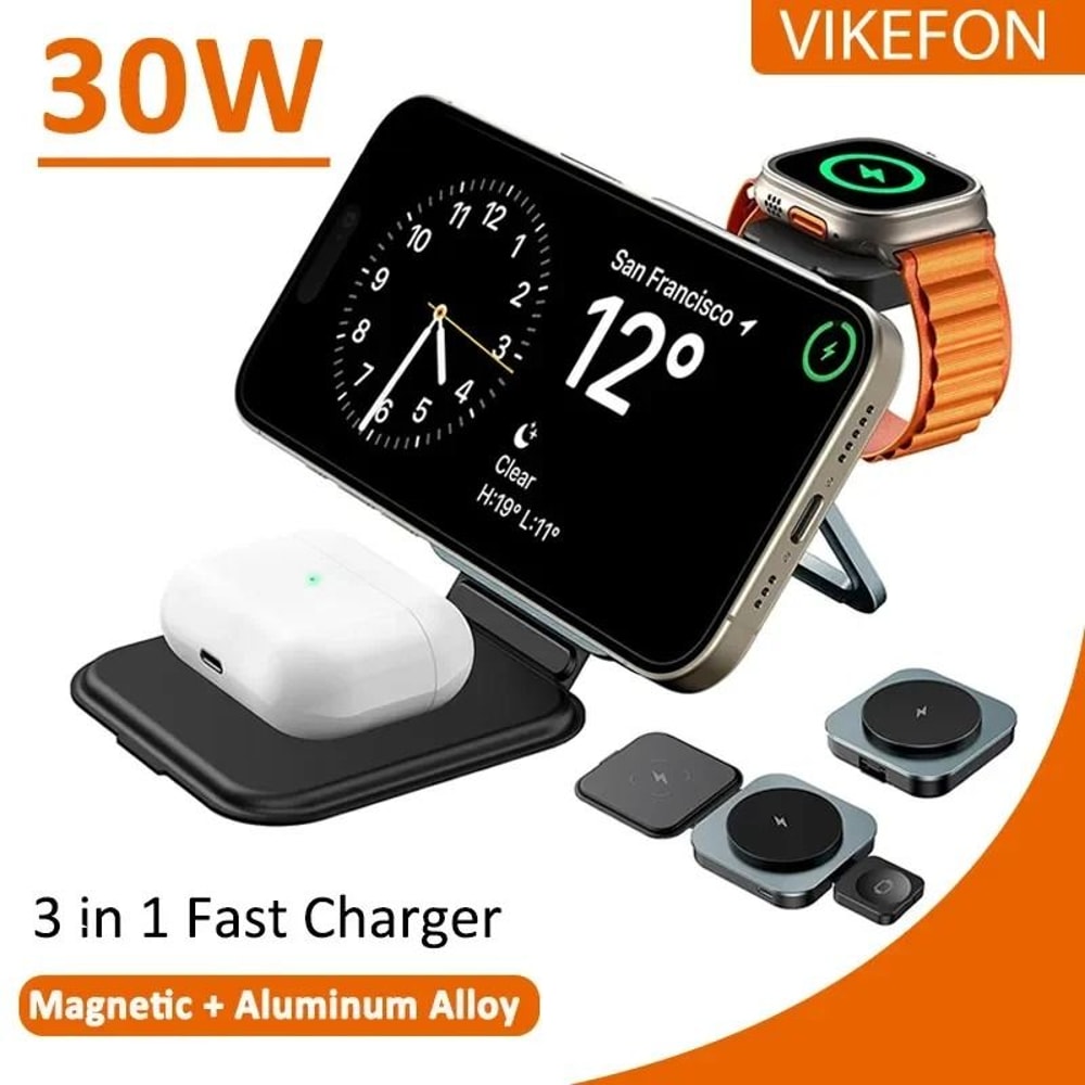 Metal 3in1 Foldable Magnetic Wireless Charging Station 0