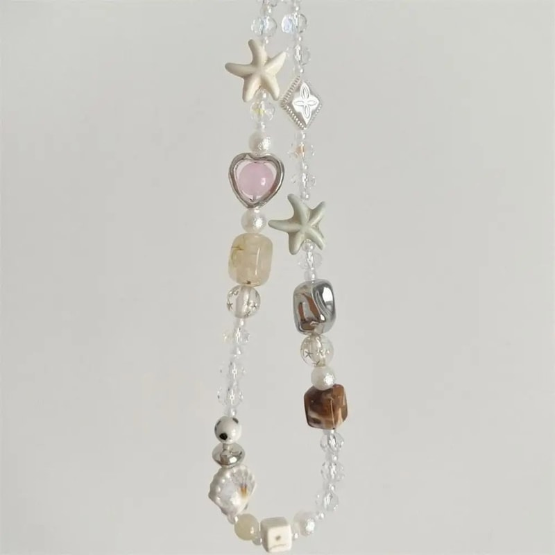 Handmade Star Pearl Beaded Phone Charm 9
