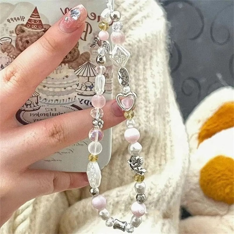 Handmade Star Pearl Beaded Phone Charm 3