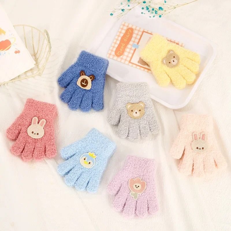 Cartoon Animal Thickened Baby Mittens 5