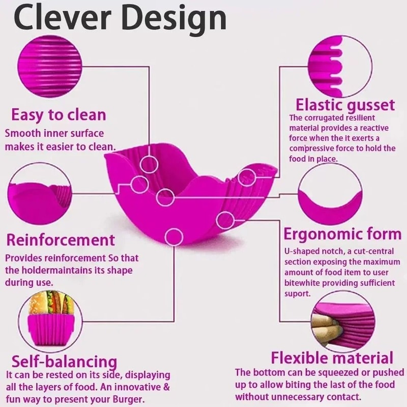 Reusable Silicone Burger Holder Shell 5
