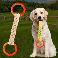 hand-woven multi-knot cotton rope dog toy