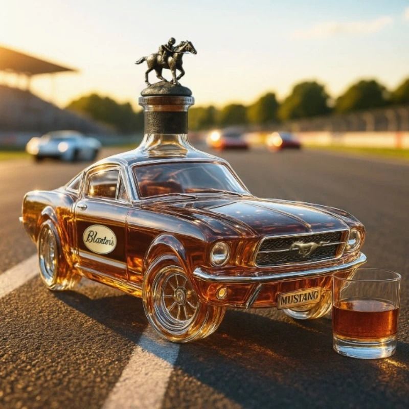 Mustang Police Car Sculptural Glass Whiskey Decanter 1