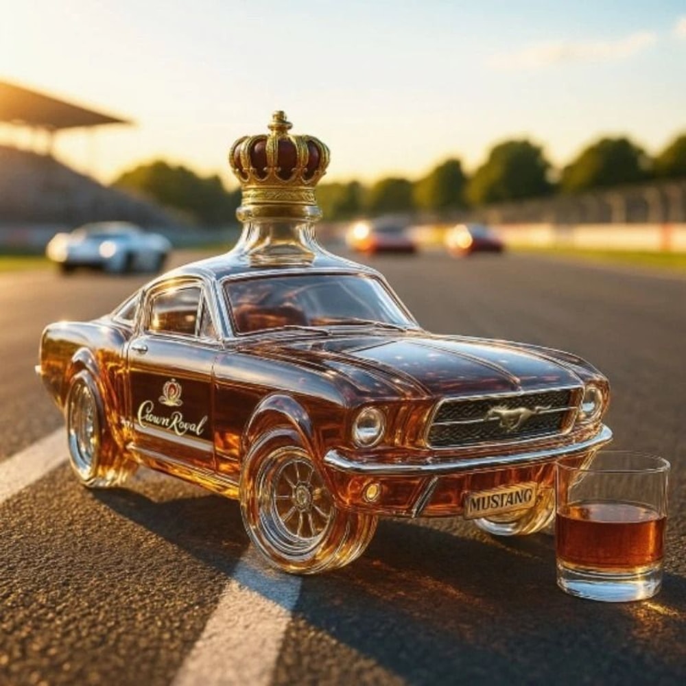 Mustang Police Car Sculptural Glass Whiskey Decanter 4