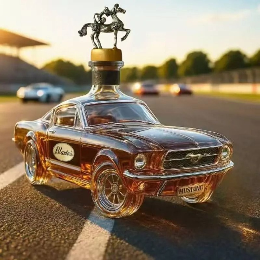 Mustang Police Car Sculptural Glass Whiskey Decanter 6