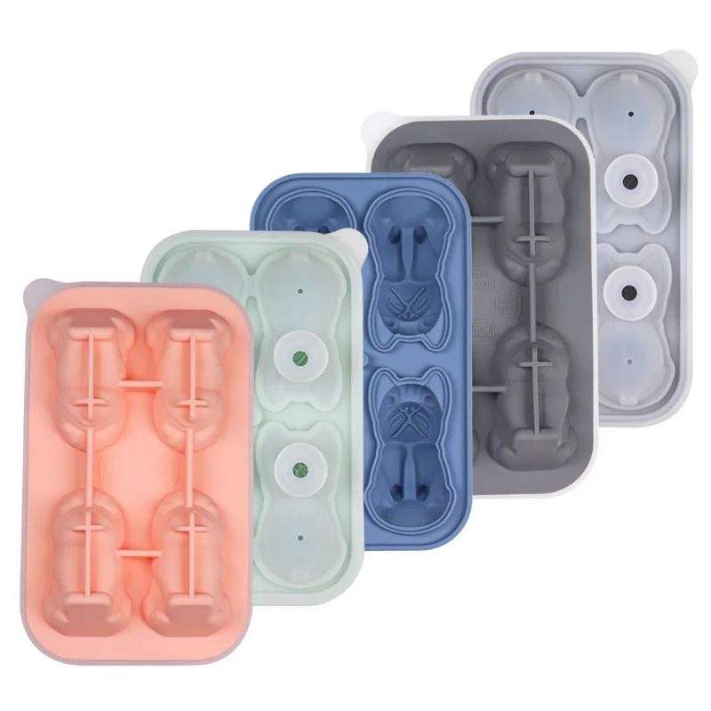 3D Pet Shapes Silicone Ice Cube Mold With Funnel Lid 6