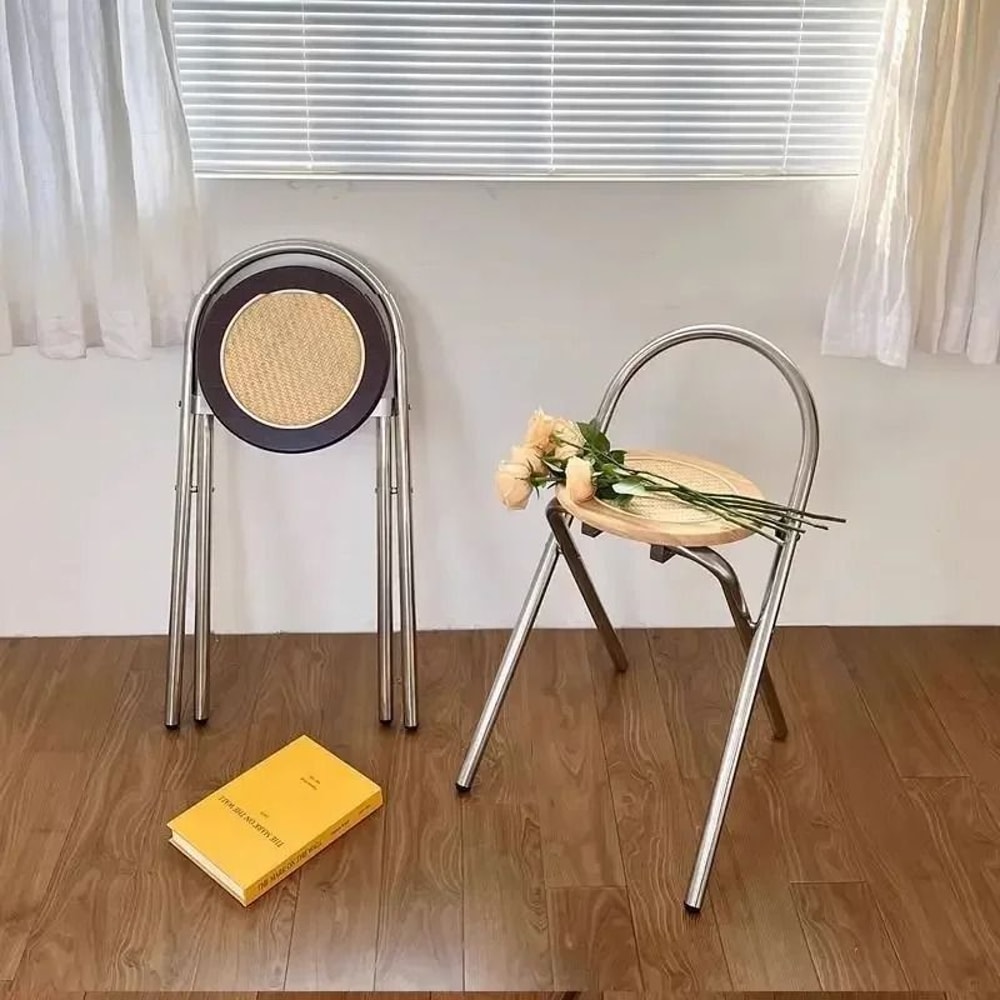 Retro Rattan Foldable Dining Leisure Chair 1