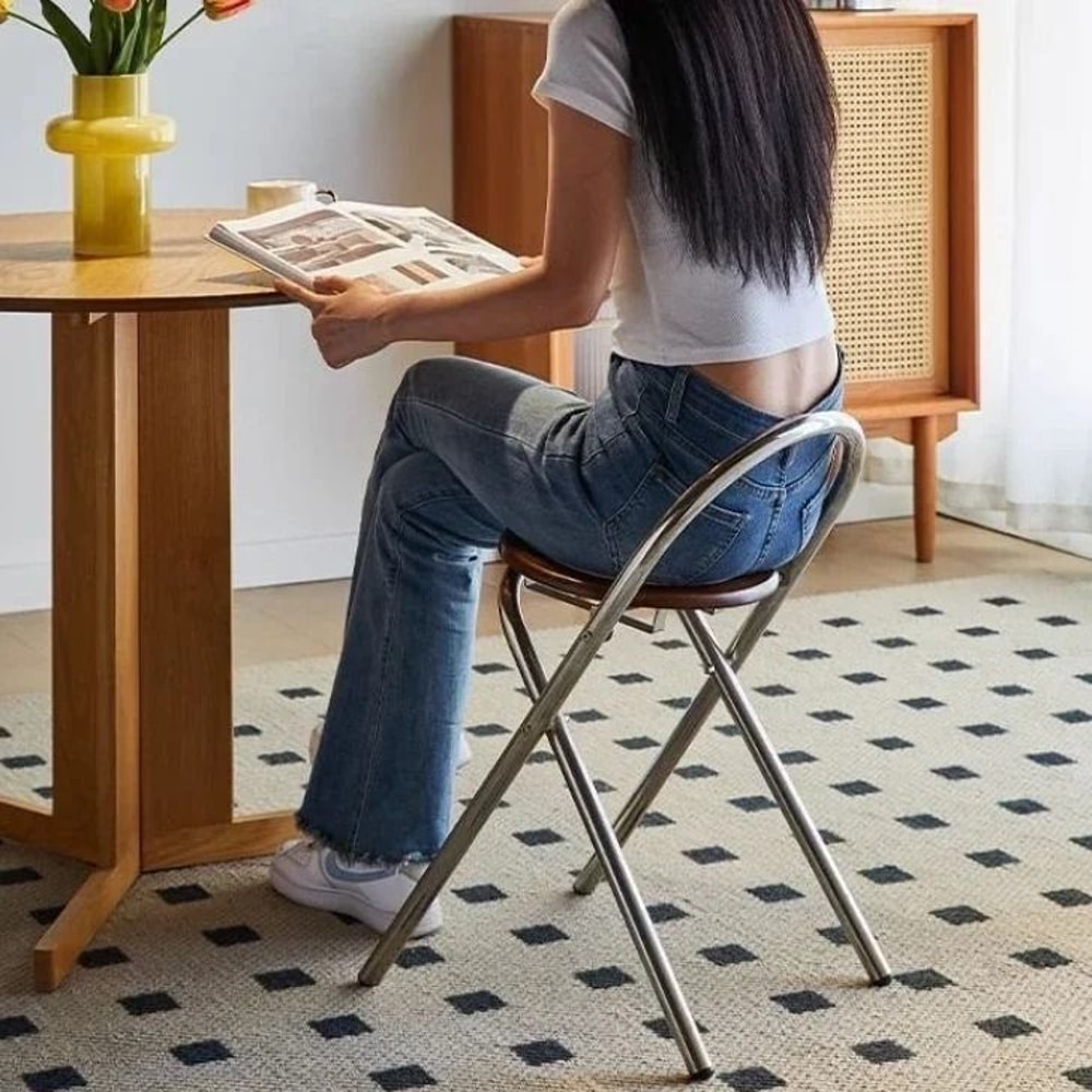 Retro Rattan Foldable Dining Leisure Chair 4