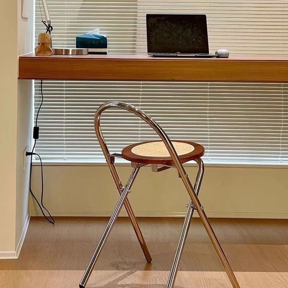 Retro Rattan Foldable Dining Leisure Chair 5