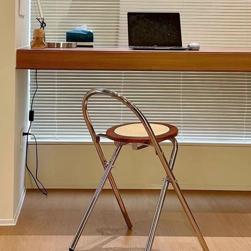 Retro Rattan Foldable Dining Leisure Chair 5