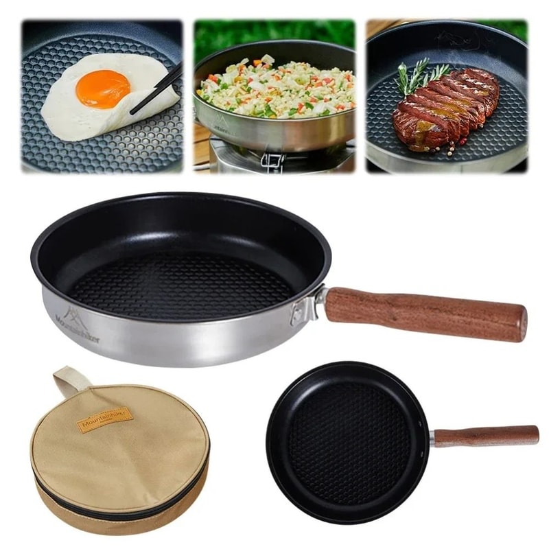 Outdoor Portable Stainless Steel Mini Wok Frying Pan 3