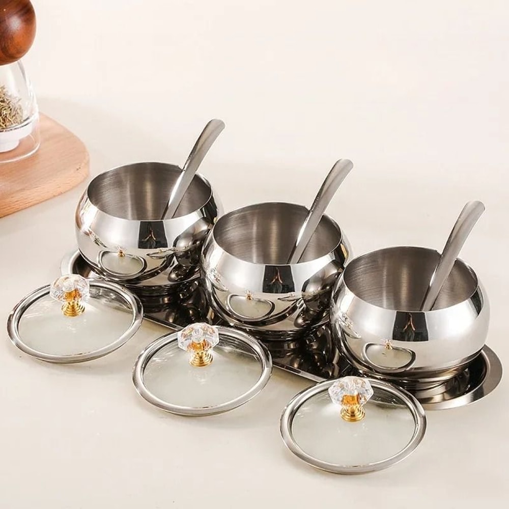 Gold Silver Stainless Steel Luxury Condiment Set 10