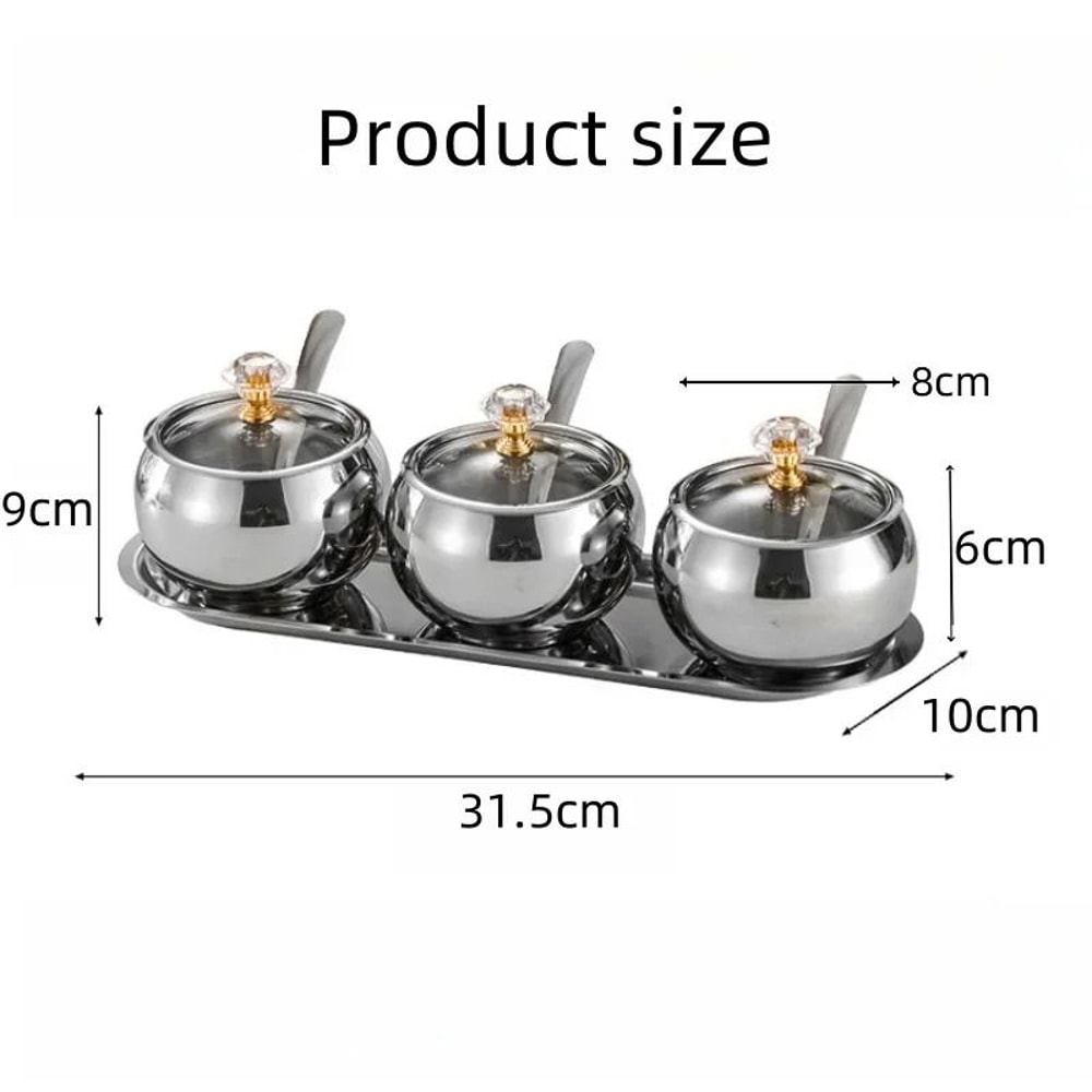 Gold Silver Stainless Steel Luxury Condiment Set 6
