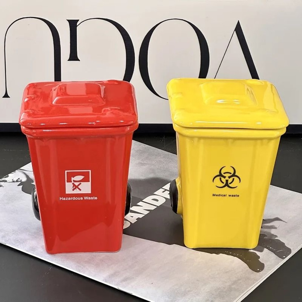 3D Sculpted Trash Can Recycling Bin Mug 3