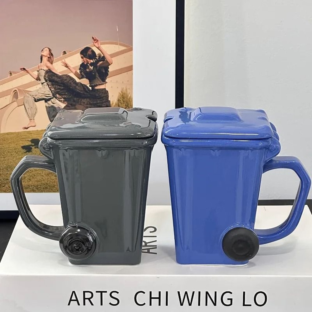 3D Sculpted Trash Can Recycling Bin Mug 4