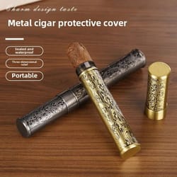portable metal single tube cigar humidor