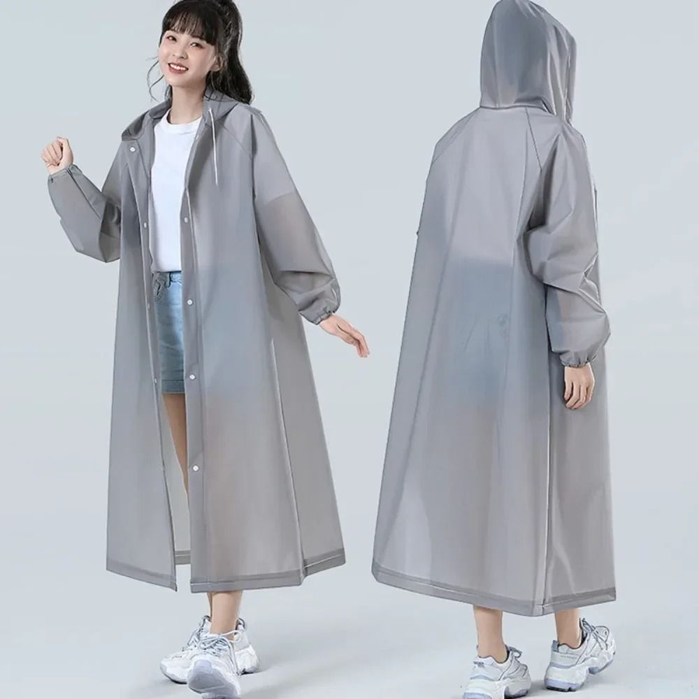 Transparent Hooded Reusable Raincoat Outdoor Poncho 2