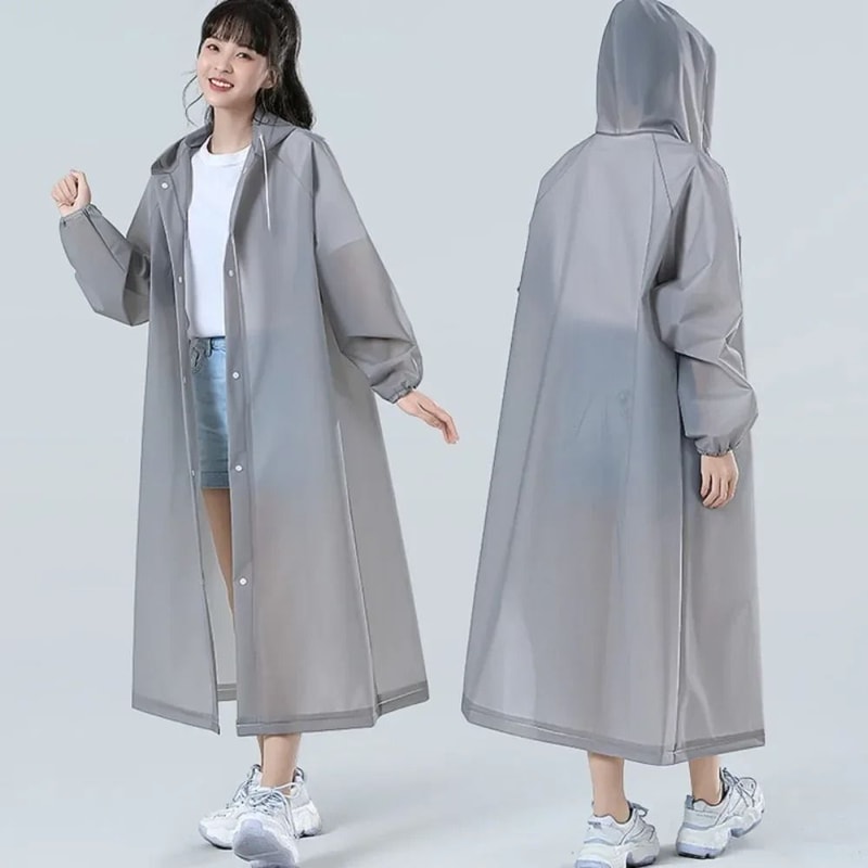 Transparent Hooded Reusable Raincoat Outdoor Poncho 2