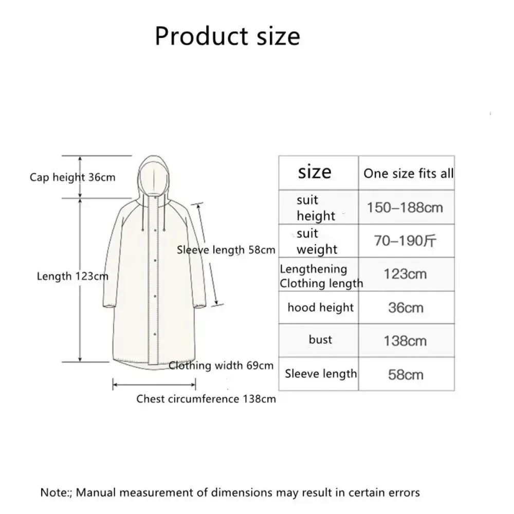 Transparent Hooded Reusable Raincoat Outdoor Poncho 6