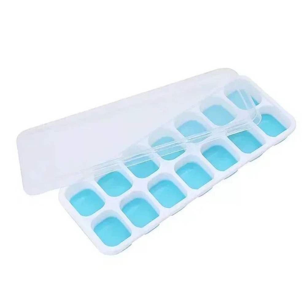 14Grid Square Silicone Ice Cube Tray With Lid 7