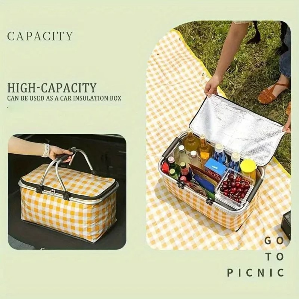 Folding Picnic Basket Outdoor Camping Insulation Bag 2