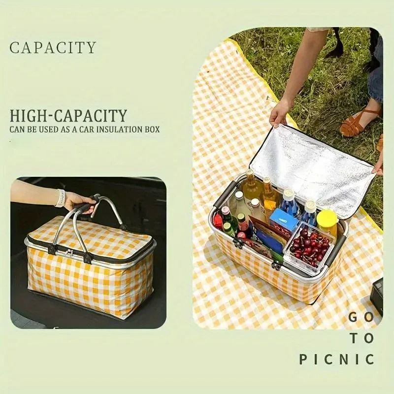 Folding Picnic Basket Outdoor Camping Insulation Bag 2