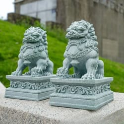 lucky wealth stone guardian lion pair