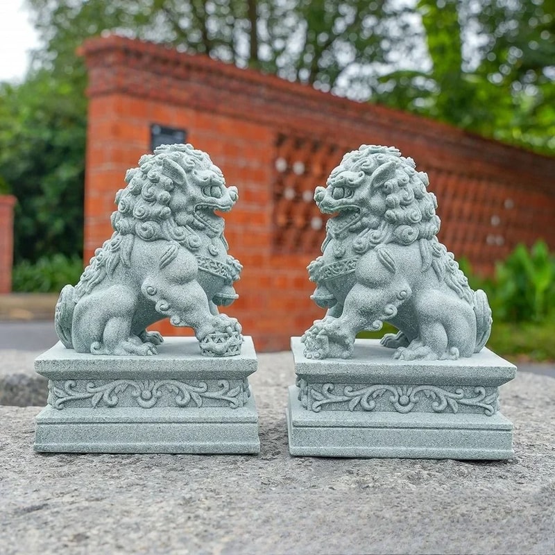 Lucky Wealth Stone Guardian Lion Pair 4