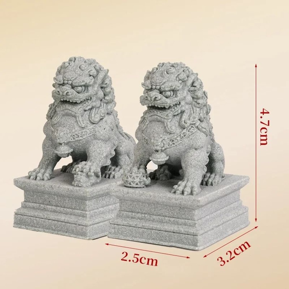 Lucky Wealth Stone Guardian Lion Pair 6