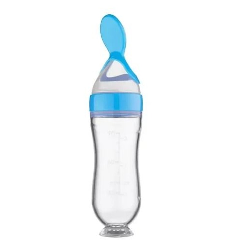 Silicone Squeeze Feeding Bottle With Integrated Supplement Spoon 7