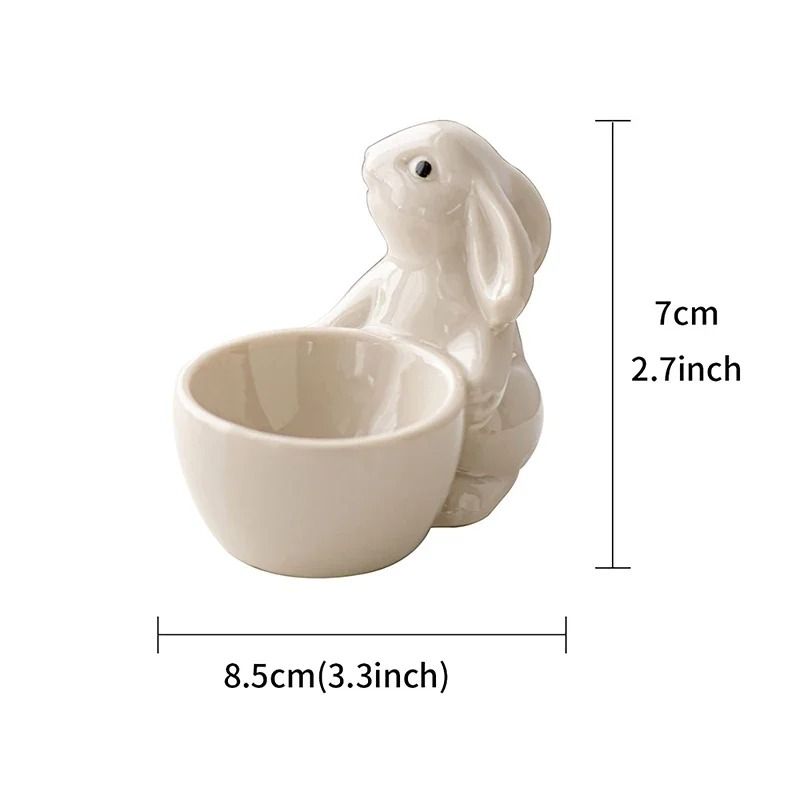 Handcrafted Ceramic Rabbit Egg Cup Desktop Ornament 7