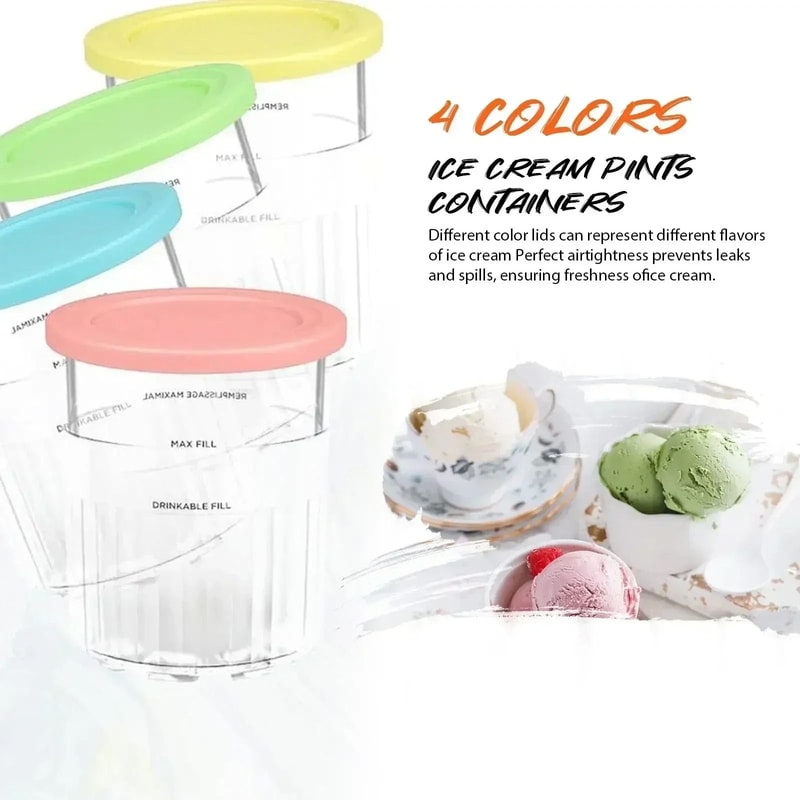 Replacement Ice Cream Pints With LeakProof Lids And Matching Scoops 2