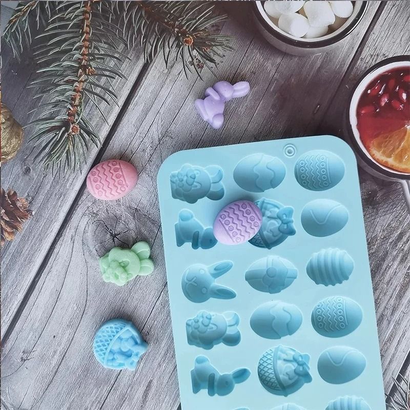 18Cavity Easter Bunny And Egg Silicone Baking Mold 2
