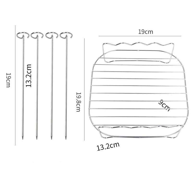 MultiLevel Stainless Steel Air Fryer Grill And Barbecue Skewer Rack 7
