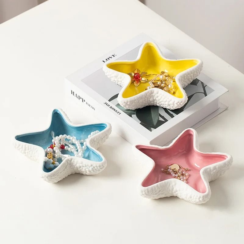 Modern White Starfish Ceramic Trinket Tray And Unique Decor Ashtray 0
