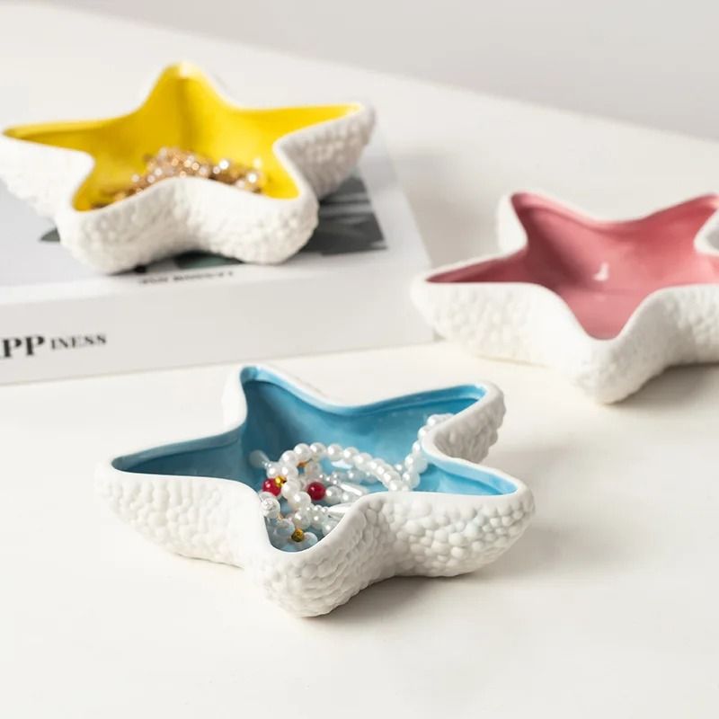 Modern White Starfish Ceramic Trinket Tray And Unique Decor Ashtray 4