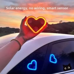 solar-powered led triangular heart car window atmosphere light