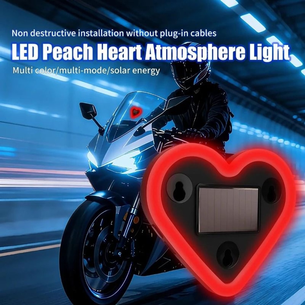 SolarPowered LED Triangular Heart Car Window Atmosphere Light 1