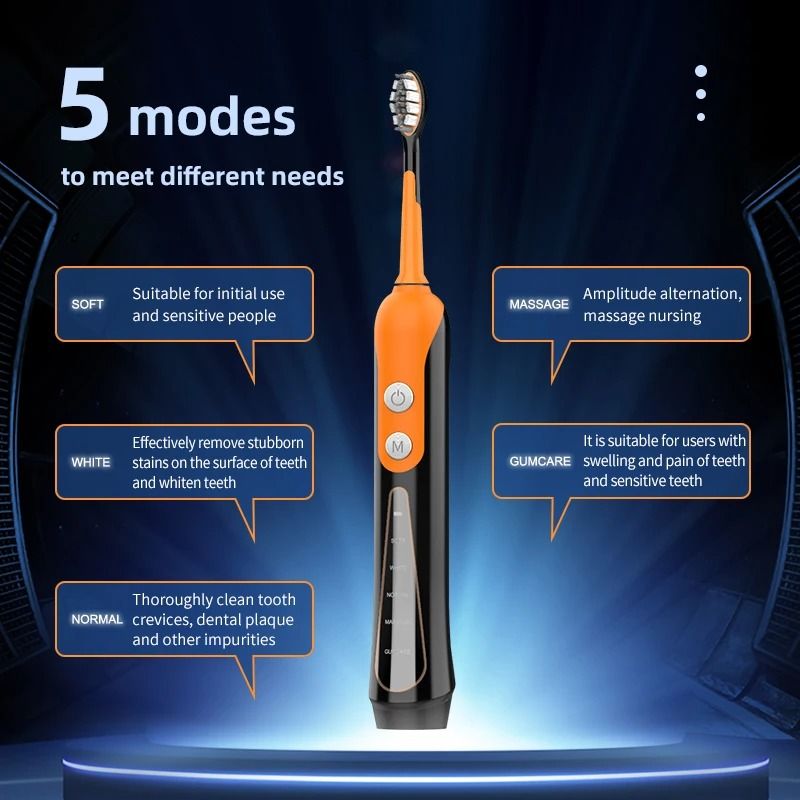 Cordless Ultrasonic Whitening Toothbrush With USB Rechargeable Power 2