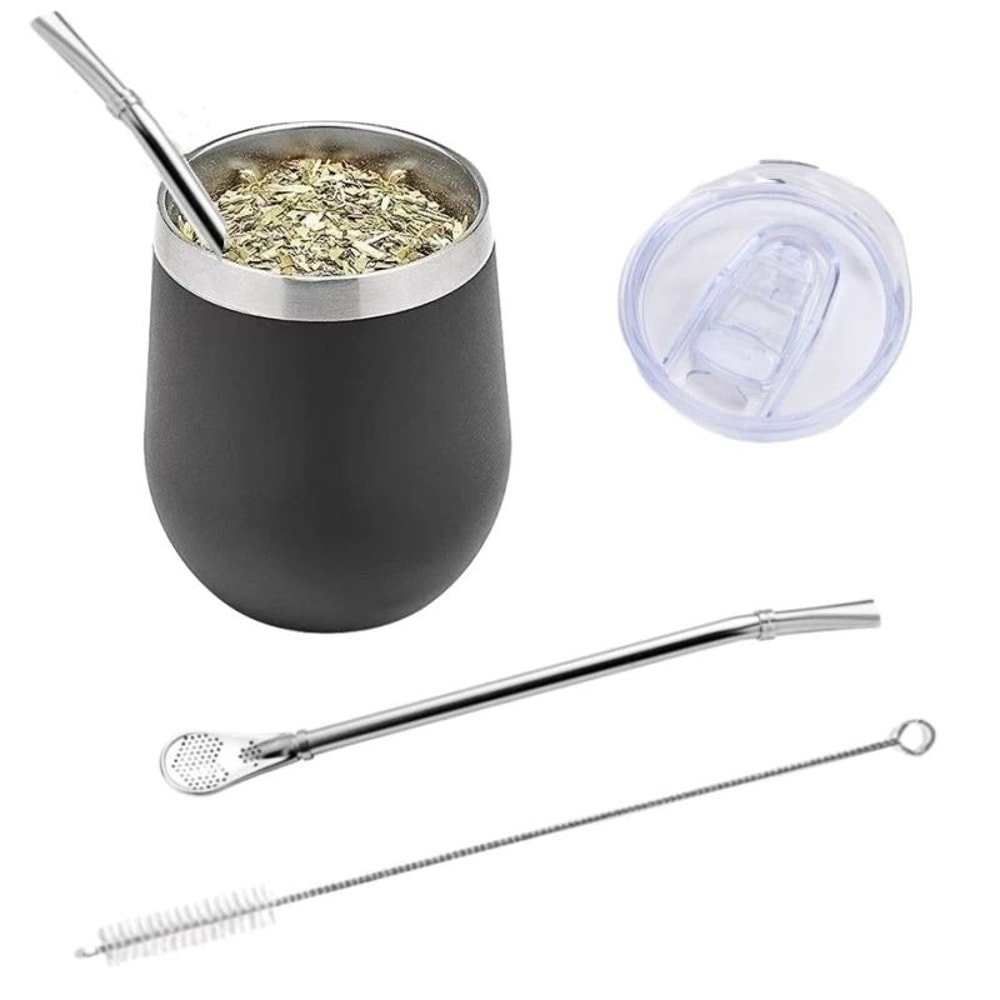 DoubleWall Stainless Steel Yerba Mate Gourd And Bombilla Set 1