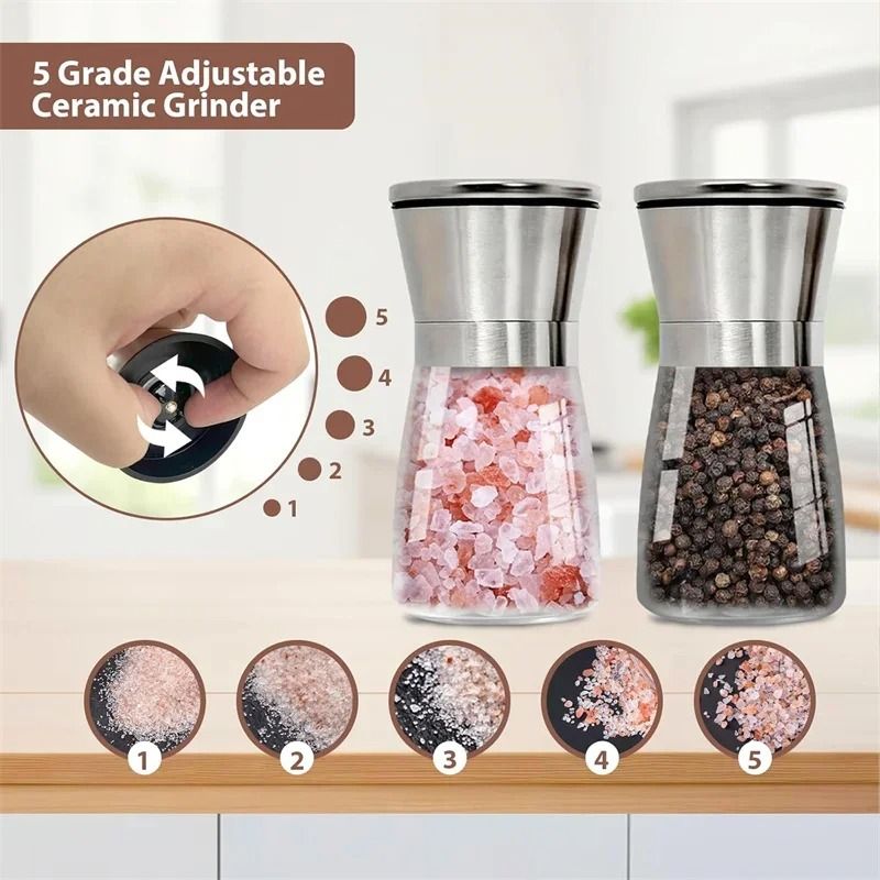 Stainless Steel Manual Salt And Pepper Grinder Set 4
