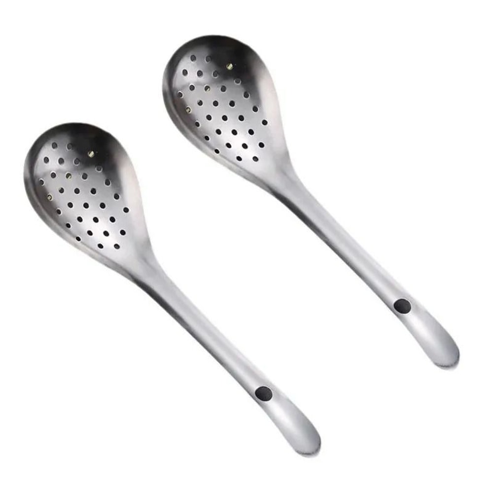2Piece Stainless Steel Skimmer And Slotted Strainer Spoon Set 6