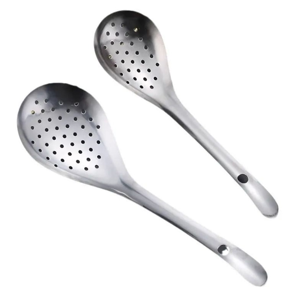 2Piece Stainless Steel Skimmer And Slotted Strainer Spoon Set 8