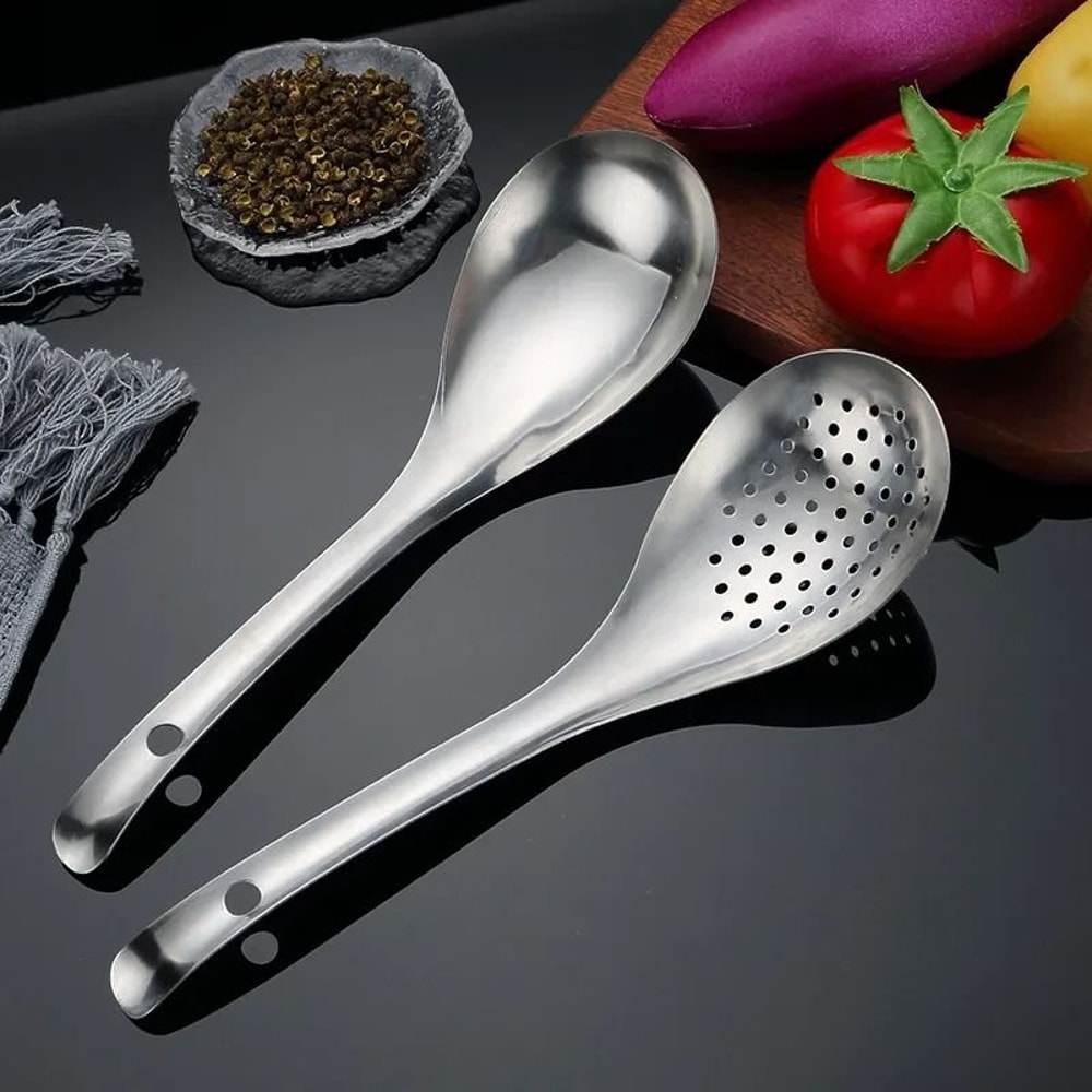 304 Stainless Steel Perforated Skimmer And Colander Spoon 2