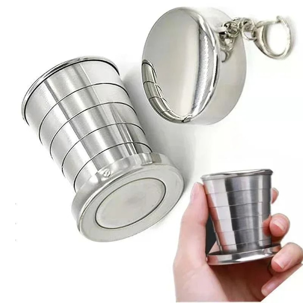 Stainless Steel Retractable Folding Cup And Portable Camping Teaware 0