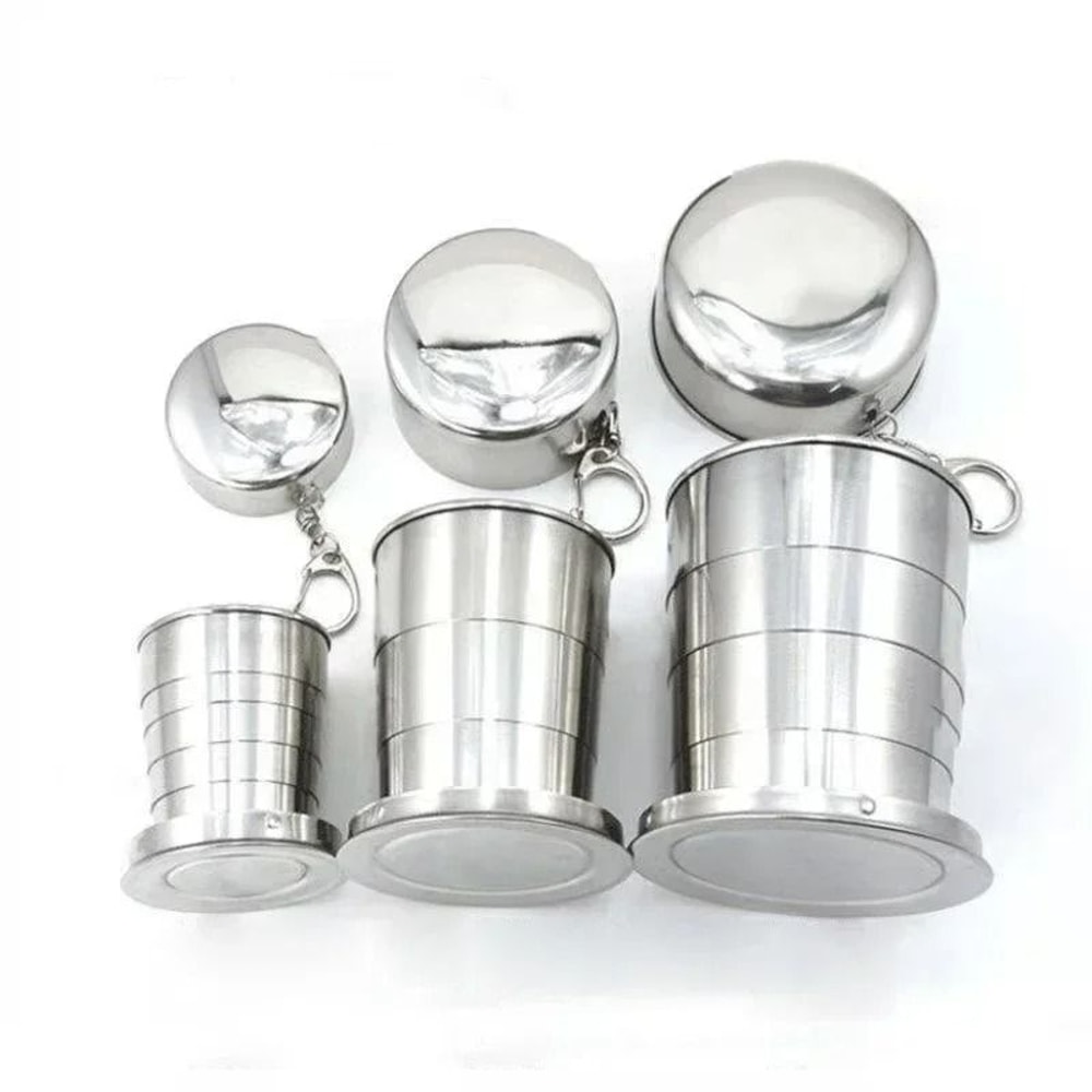 Stainless Steel Retractable Folding Cup And Portable Camping Teaware 1