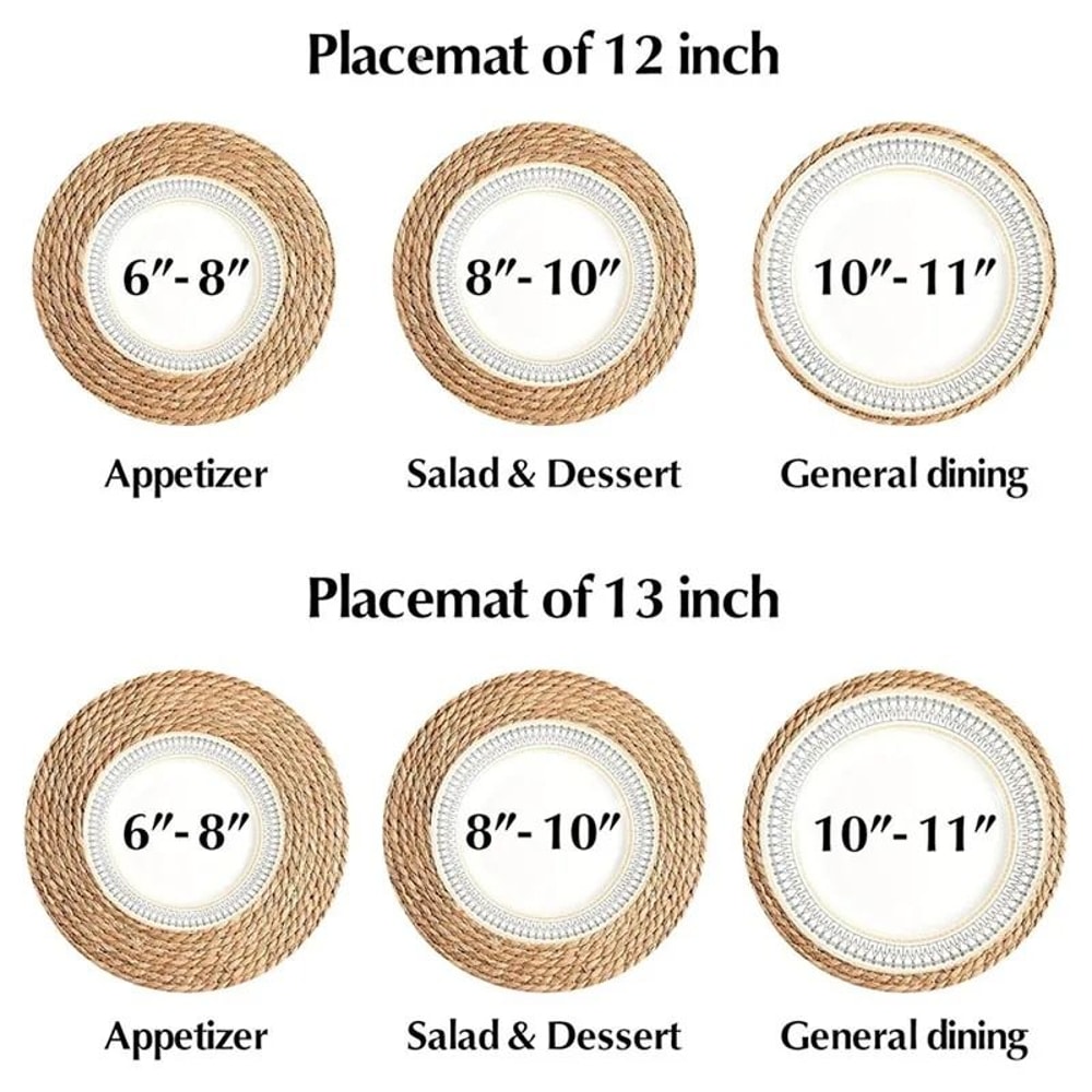 12Piece Premium Round Woven Placemats And Natural Boho Table Decor 2