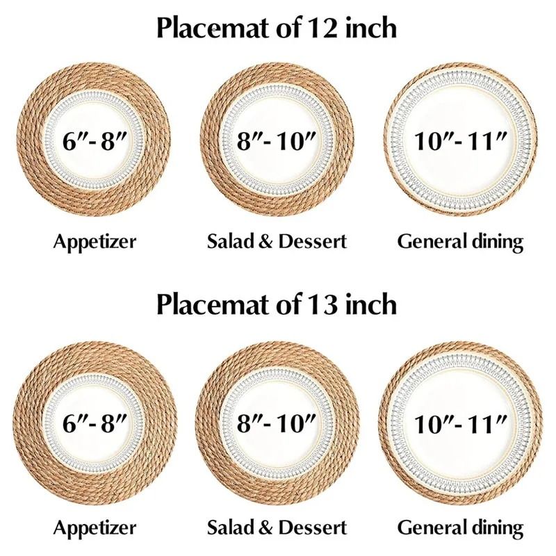 12Piece Premium Round Woven Placemats And Natural Boho Table Decor 2