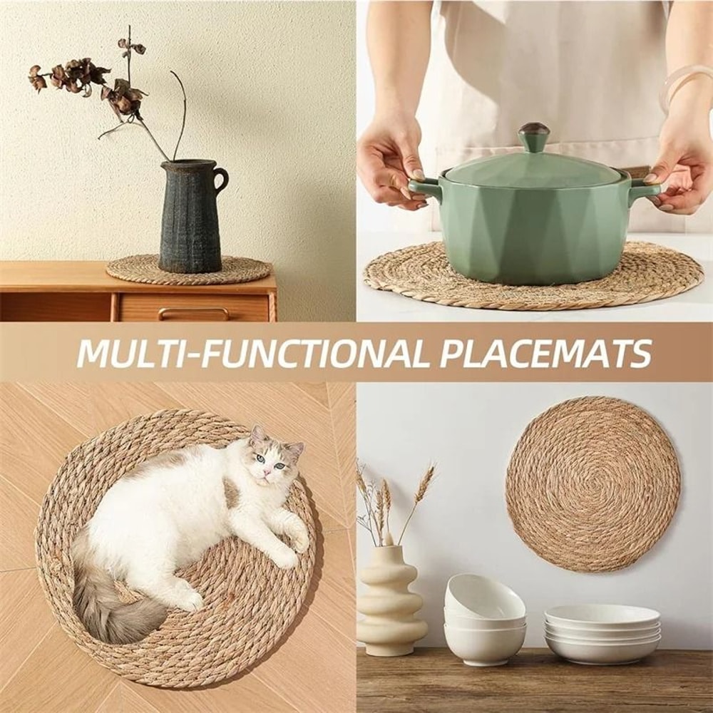 12Piece Premium Round Woven Placemats And Natural Boho Table Decor 5