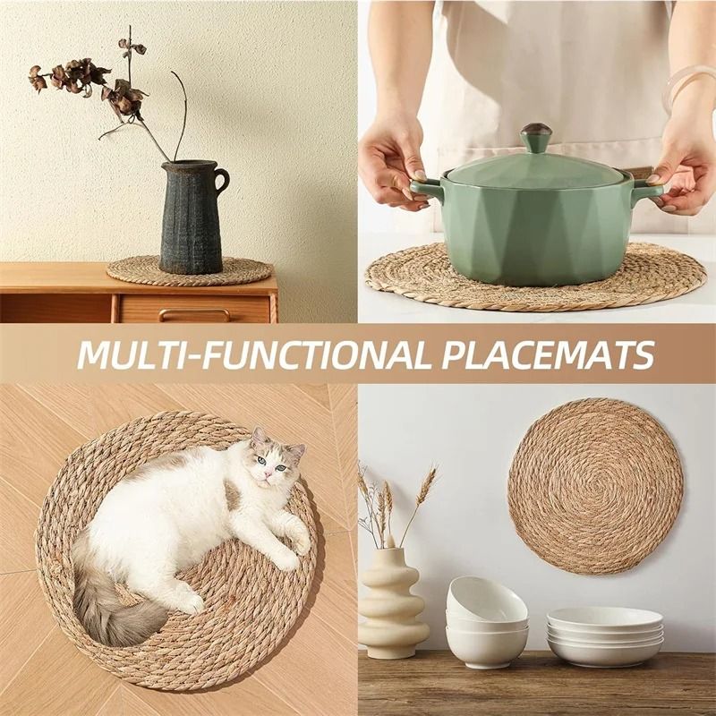 12Piece Premium Round Woven Placemats And Natural Boho Table Decor 5